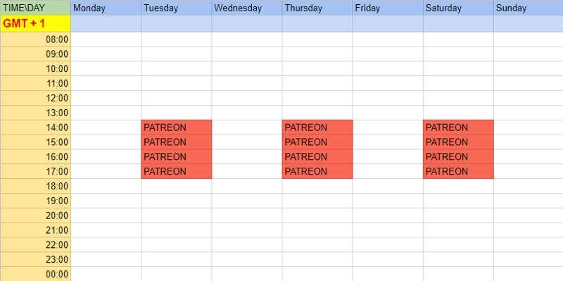 Private Stream Schedule