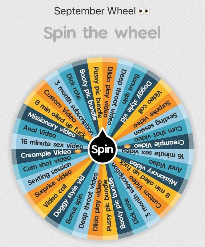September spin the Wheel
-$15.00 1 spin
-$30.00 for 3 spins
..