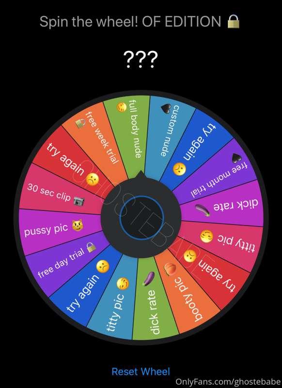 SPIN THE WHEEL: ONLYFANS EDITION 🔒🖤

1 spin = $5 / 3 spins =..