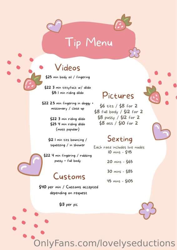 My tip menu 🥰❤️