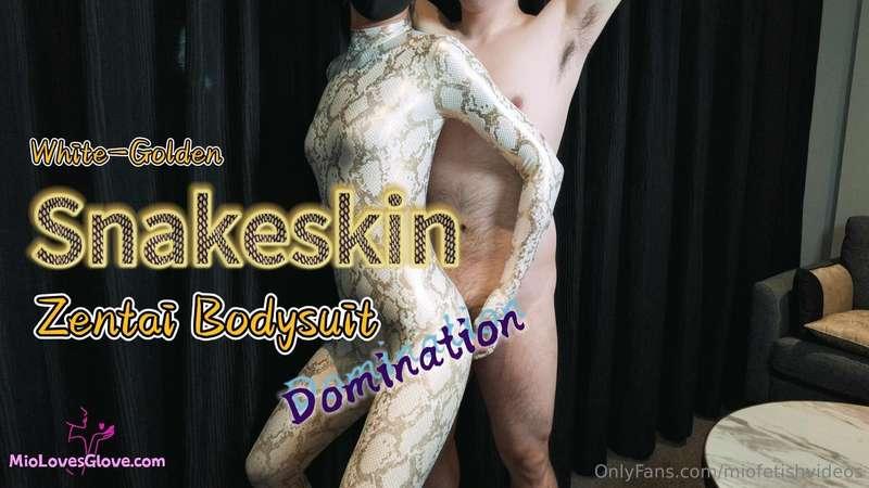 White-Golden Snakeskin Zentai Bodysuit Domination  Immerse y..