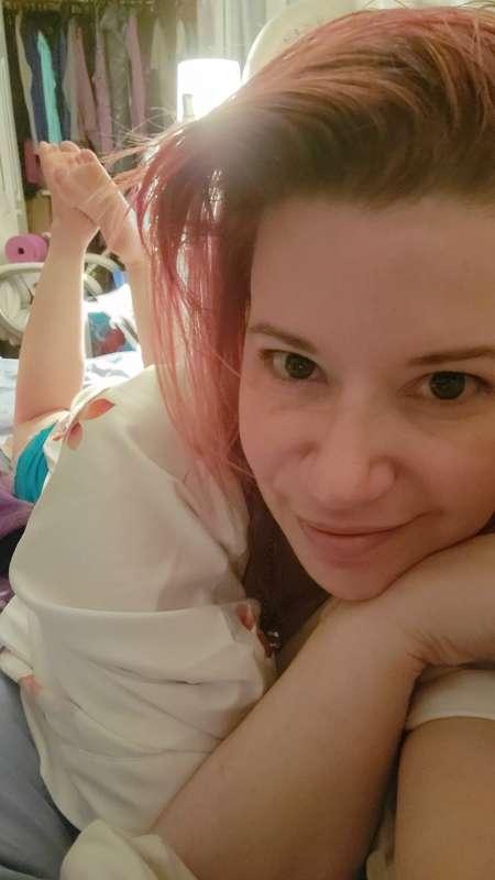 Selfies in my blue nightgown