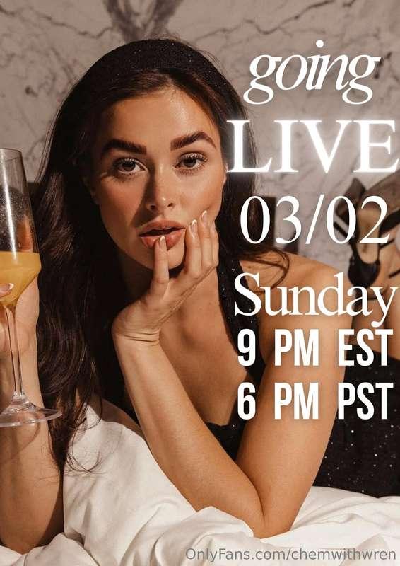 MARK YOUR CALENDARS! For my first live of the month! Sunday ..