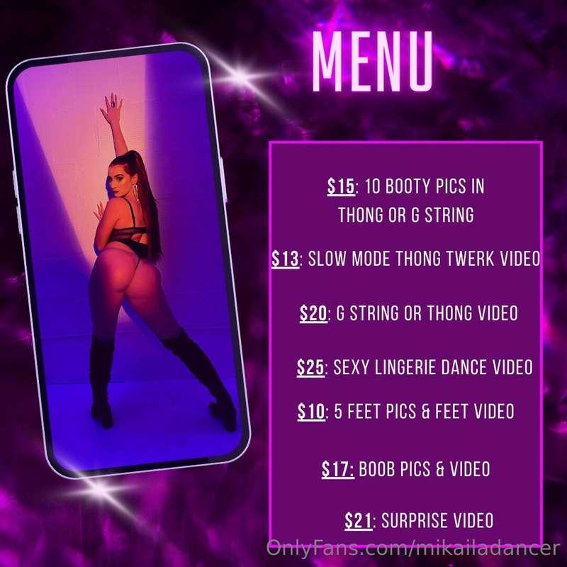 This weekends menu 😈 
(Content is not completely bare)