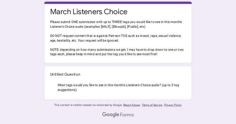 Submit your tags for the March Listeners Choice audio!