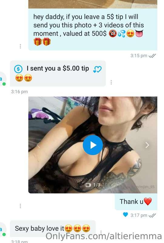 hey papi, si dejas 5$ de propina te mando esta foto + 3 víde..