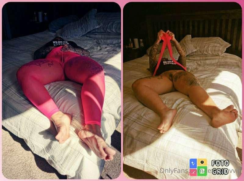 Do you like my pink leggings on or off? 😜😈