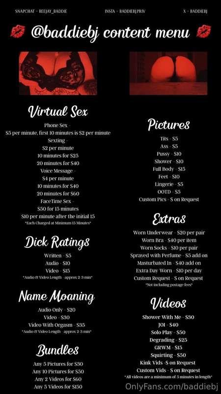 💋BaddieBJ’s VIP Pleasure Menu💋🔥 LIMITED TIME — Don’t just wa..