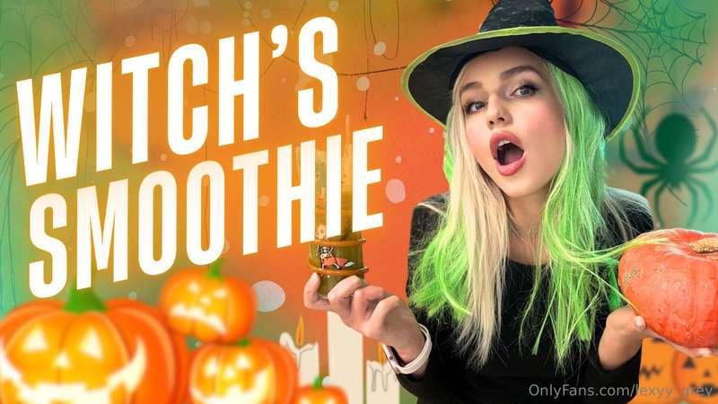 In this Halloween-themed video, a witch appears from green s..