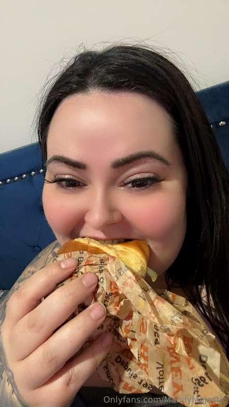 Chomping on my morning snack so I can keep this curvy figure..