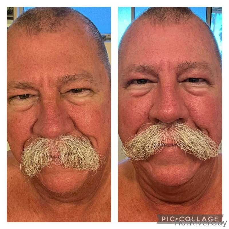 Before and after some wax.  It is still not long enough to c..