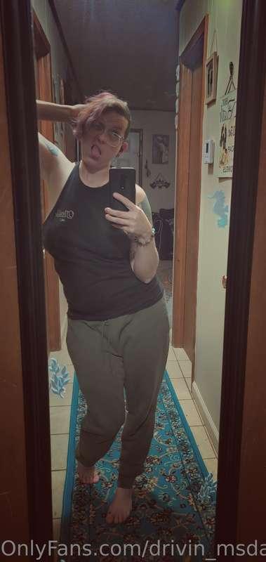 I like to clean in cut out shirts so I can whip my boobs out..