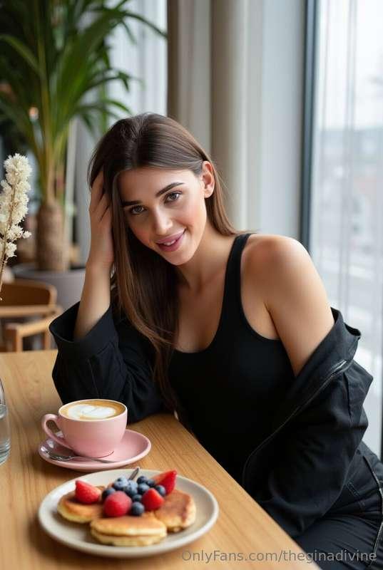 Just sitting here… a coffee, a little lipstick, and a touch ..