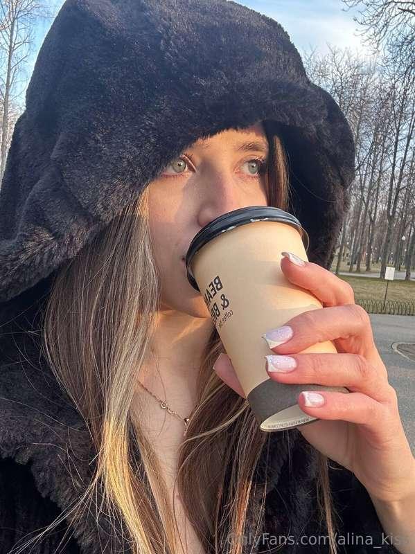 The cold wind tries to get under the hood, but the warming t..