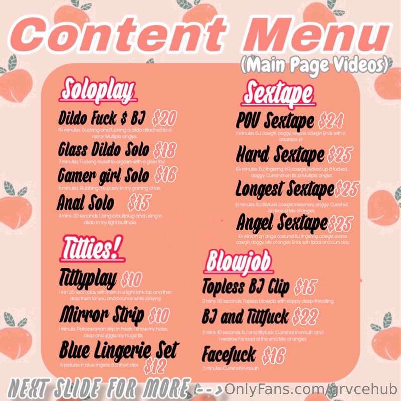 My UPDATED content menu💗!
See the new (much lower) prices he..