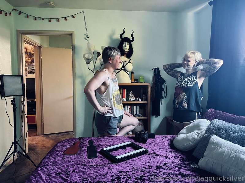 Cute behind-the-scenes shot of Ruby and me negotiating our s..