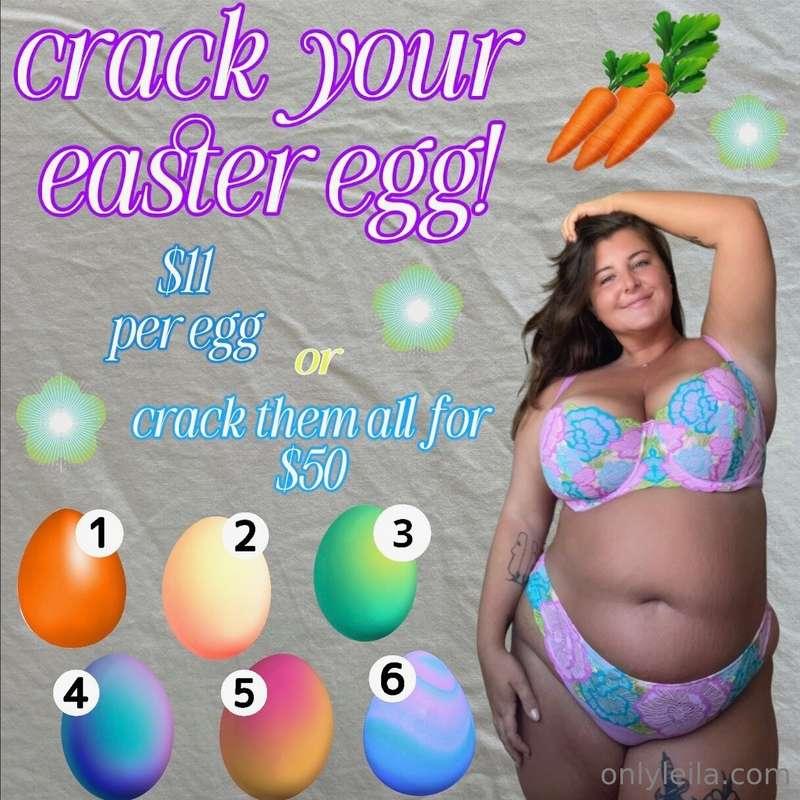 𝗰𝗿𝗮𝗰𝗸 𝘆𝗼𝘂𝗿 𝗲𝗮𝘀𝘁𝗲𝗿 𝗲𝗴𝗴! 🐰🥚$𝟭𝟭 𝗽𝗲𝗿 𝗲𝗴𝗴 𝗼𝗿 𝗰𝗿𝗮𝗰𝗸 𝘁𝗵𝗲𝗺 𝗮𝗹𝗹 𝗳𝗼𝗿 $..