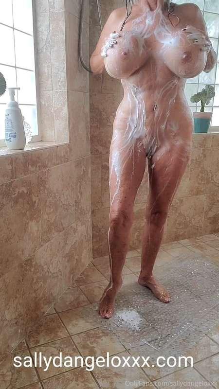 As I stand here in the shower putting soapy bubble all over ..