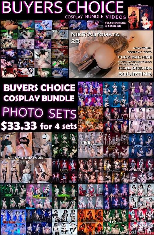 Here is the updated cosplay bundle to include my new 2B sets&amp;video.
Again the choice is yours about which sets you'd like included in your bundle, this way I hope you as collectors have more agency over what you'd like to add to your collection.
The price of the bundle is $66.66 for 3 videos and 3 photo sets or $33.33 for 4 photo sets. Swipe to see which photo sets are included (some couldn't fit in the swipe, check the first image for all available sets) as well as the trailers to all the videos, more trailer links below!
If you choose to buy the $66.66 version you will also get the Purgatori OR Harley Quinn phone video as well as my Evil Queen &amp; Maleficent photo set for FREE!
All content is sent to your inbox once you DM me your selection and I will reply with a ppv for you to unlock so that the content goes to your purchased tab let me know. If this sounds confusing just DM me or you can tip and I'll send the videos/sets.

Below is the list of the videos &amp; photo sets available for you to make your selection from.

MAKE SURE TO SWIPE ON THIS POST TO SEE ALL THE TRAILERS AND PHOTO PREVIEWS.

VIDEOS:
2B-22min [fuck machine &amp; squirting]
Mavis - 21min [dildo &amp; creampie]
Morticia - 30min [dildos. cumplay &amp; squirting]
Lilith - 19min [dildos &amp; Squirting]
Satsuki - 23min [huge dildos &amp; squirting]
Cruella - 27min [dilso&amp;squirting with creampie]
Kitana - 20min [dildo&amp;squirting]
Red Sonja - 18min [huge dildo &amp; squirting]
Princess.Leia - 21min [dildo&amp;squirting]
Slave.Leia - 19 min [dildo&amp;squirting]
Shego - 26 min [4 dildos &amp; squirting]
Lucy - 19 min [2 dildos &amp; squirting]
Harley Quinn 2 - 20 min [huge dildo &amp; squirting]
Viper - 25 min [fuck machine &amp; squirting]
Velma - 22min [dildo &amp; squirting]
Bride of Frankenstein - 21 min [Frankenstein dildo &amp; squirting]
Raven - 21 min [fuck machine &amp; squirting]
Hinata - 19 min [huge fantasy toy]
Catwoman - 17 min [butt plug &amp; squirting]
Aeon Flux - 26 min [big black dildo &amp; squirting]
BloodRayne - 18 min [big black dildo &amp; squirting]
Underworld - 16 min [big black dildo &amp; squirting]
Ze