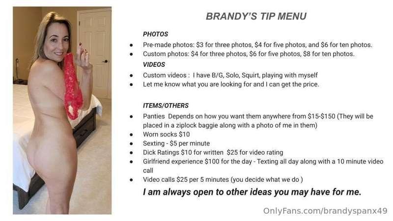 Check out my new tip menu.   💕💦
