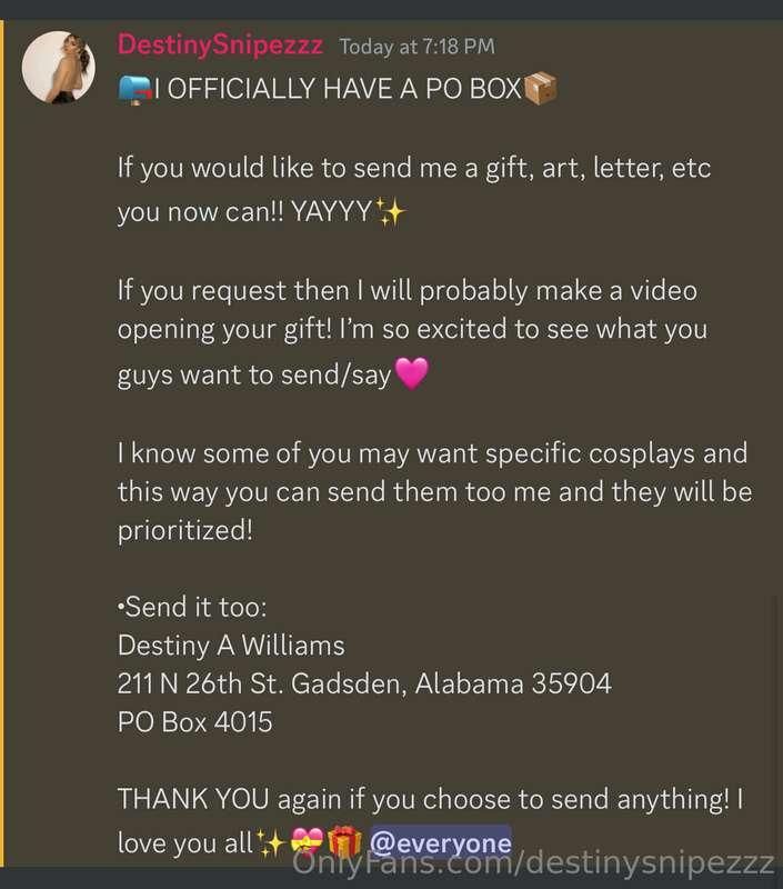 You can now send me stuff!! Yayyy✨😁 If you send me any cospl..