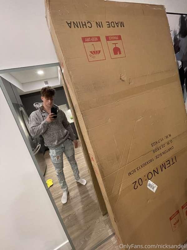 The new mirror is in the box next to the one you see me in. ..