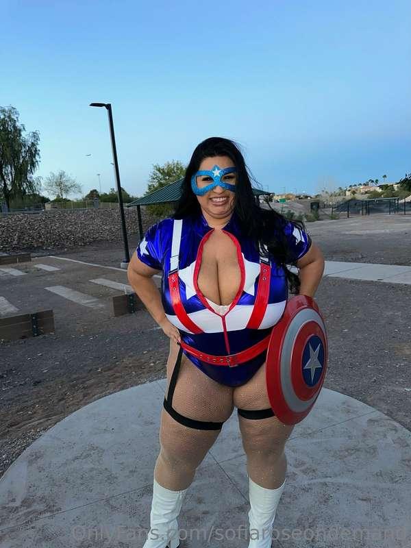 Channeling the spirit of Captain America, proving that stren..