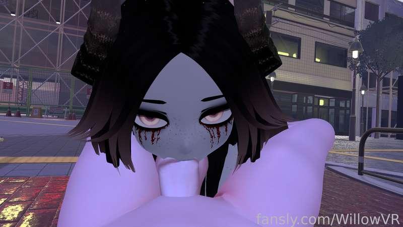 Loved having @Fushichou sucking off my cock while it’s bigger than their torso  
They’re really practiced and it showed 🤭
#fyp #vr #erp #giantess #feet #size #sizeplay #anime #hentai #lewdtuber
