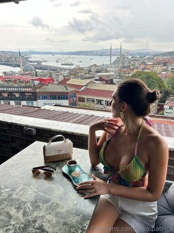 🌊✨ Enjoying a stunning view of Istanbul from the rooftop ter..
