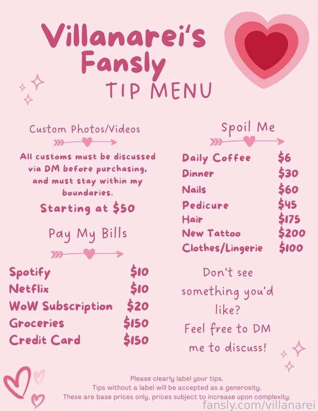 I finally made a tip menu! 💖

DM me about any custom content you'd like from me, and I'll see what I can do! 🥰

Please make sure to label any tips with what you're sending them for!

Anyone who sends me a tip or pays a bill will get 1-3 photos as a thank you 💖

#tipmenu #tip #menu #customs #custom #customcontent #spoilme #paypig #findom #findomme 