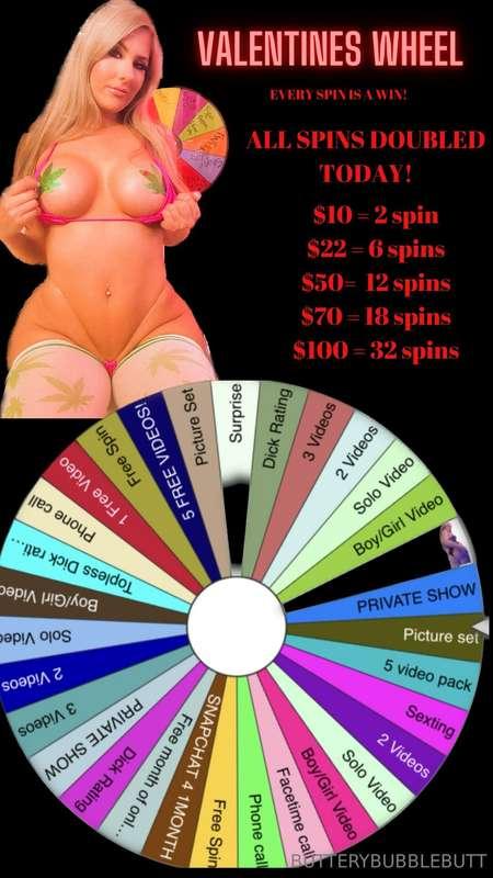 happy valentine’s day!! spin the wheel ⭐️ $100 for 32 spins ..