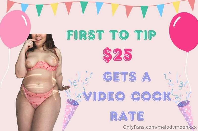 FIRST TO TIP $25 GETS A VIDEO COCK RATE🥳🍆💦