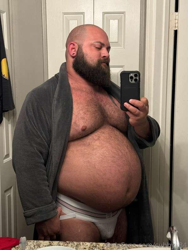 Big dad in his bath robe