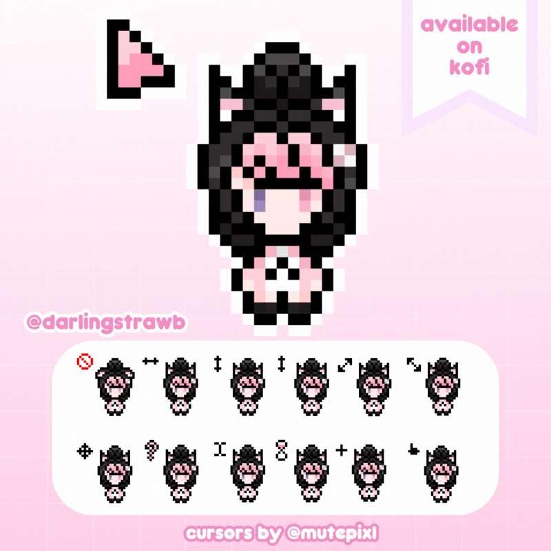 animated strawb pixel cursor icons [50% off code below]