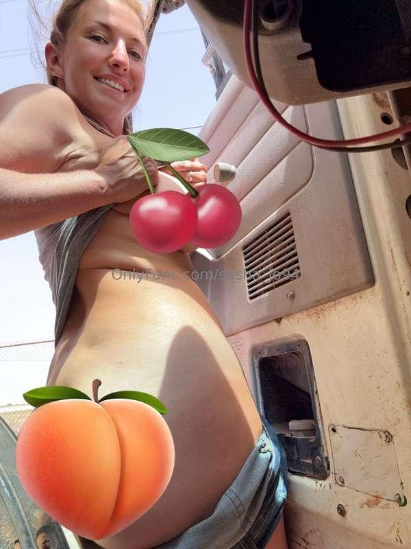 🍑 and 🍒 hanging out in the west Tx Sun