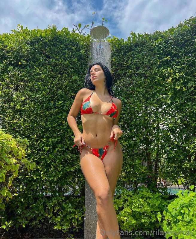 wearing a bikini>>> wearing regular clothes