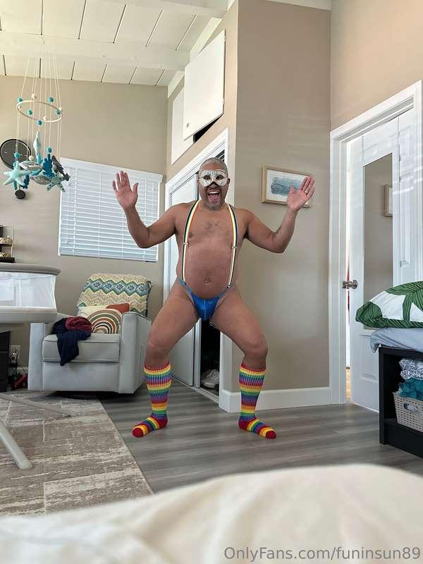 Happy New Year in my g string, suspenders, and high socks!!