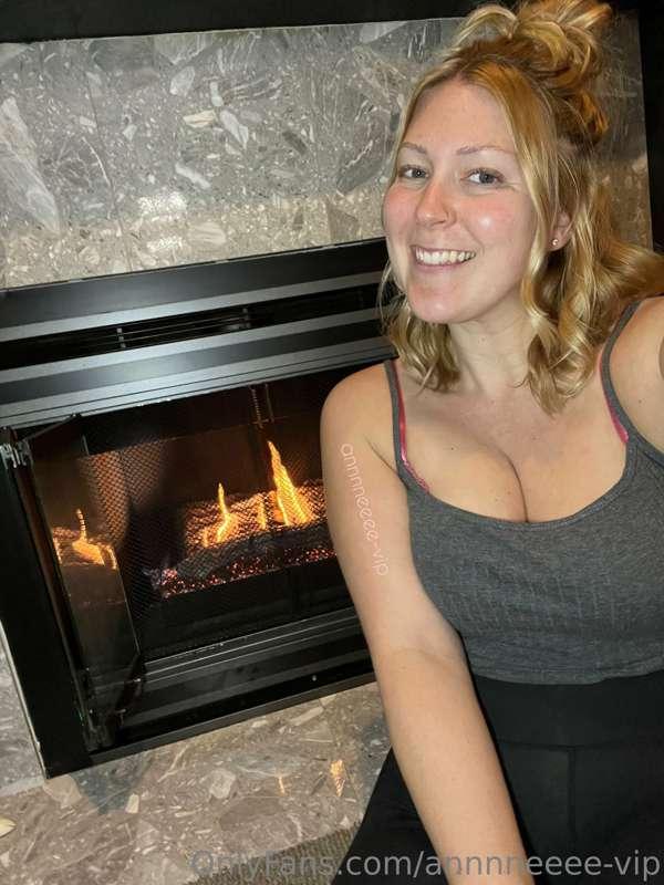 This cutie is getting hotter by the fire 🔥 🥰