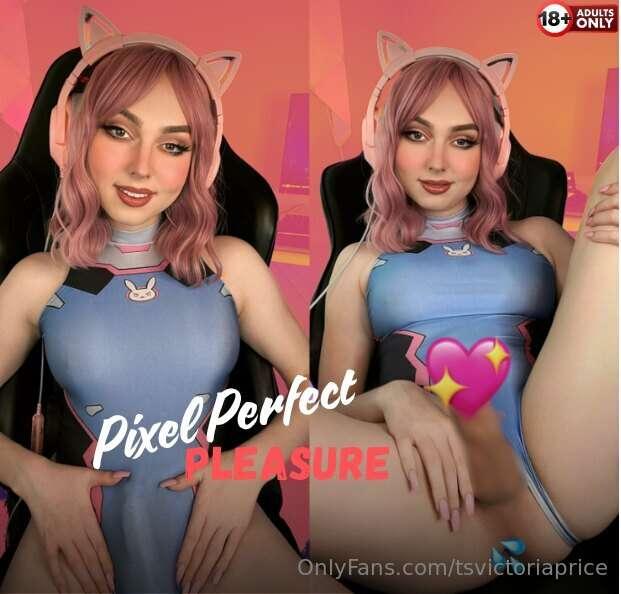 I’m all dressed up in my D.Va cosplay, pink kitty headset on..