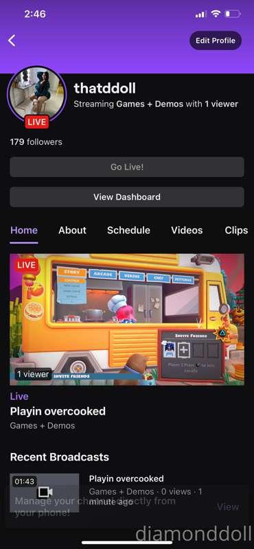 I’m Live on twitch lol I have one viewer