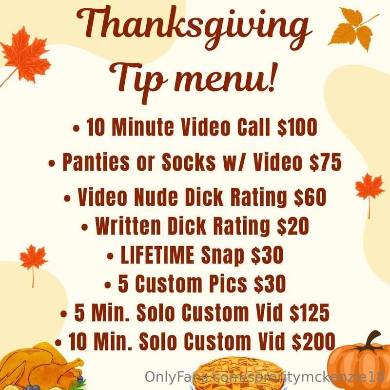 New Thanksgiving/Fall Tip Menu! DM if you have any questions..