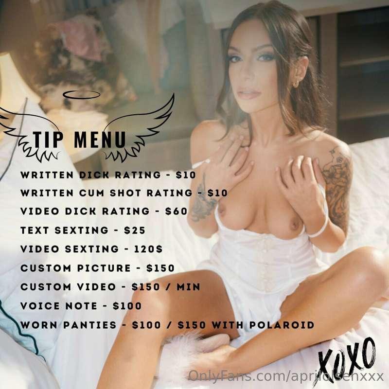 **UPDATED TIP MENU!** 👼 DM me and let's get naughty together..