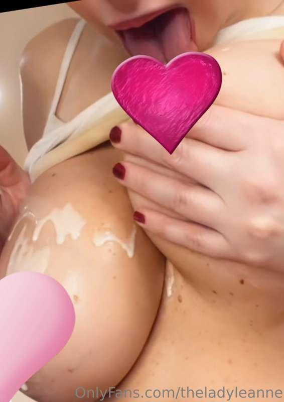 Your wifey licking her DDDs clean for you… Holiday Housewife..
