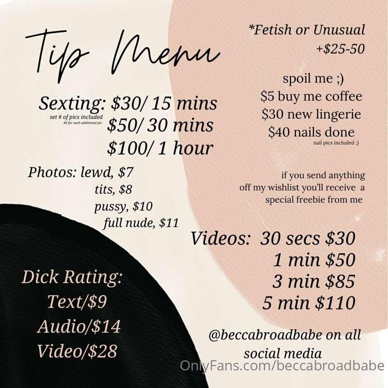 updated tip menu <3
💕 tip menu 💕
hi boob babes here’s the ti..
