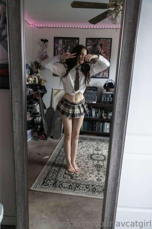 POV: Cute school girls skirt is too short for her first day ..