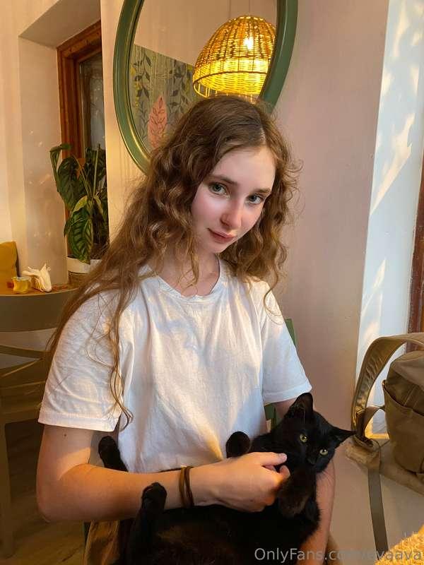 Kitten and cat hehe I adore animals, they always make me hap..