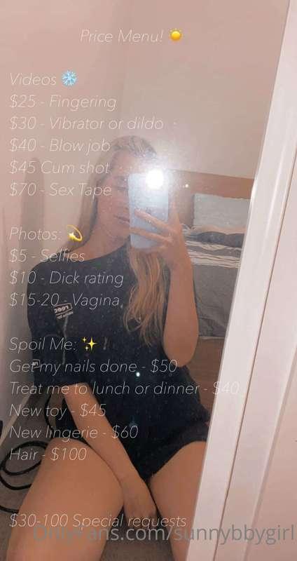 Price list available for my paid account ✨😇