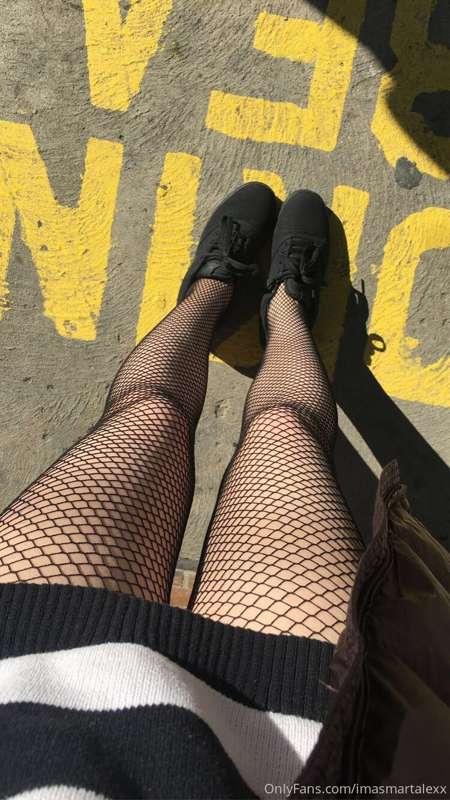 should i post a photo set in my fishnets and sweater later, ..