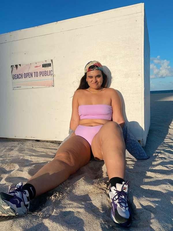 Itty bitty purple bikini