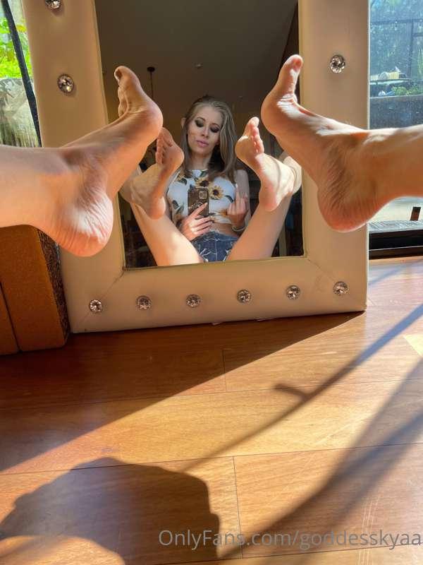 Start your Saturday with my perfect toes. Reflected in the m..